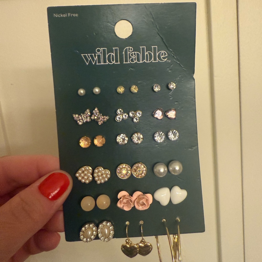 Wild Fable Women's Gold, pearl, and Pink Earring Collection